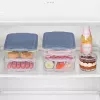 Conjunto de recipientes de armazenamento de alimentos Rotho Rondo 2×0,75 L + 1×1,35 L transparente azul hermético empilhável