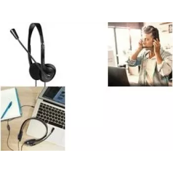 LogiLink headset estéreo - 1x ficha jack 3,5 mm - microfone de arco - Eco-Box - com fios - música/dia a dia - 20 - 20000 Hz - 85 g - auscultadores - preto