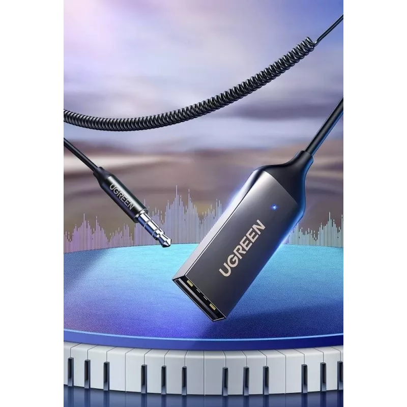 UGREEN CM309 recetor de áudio Bluetooth 5.0, USB, ficha AUX de 3,5 mm, preto