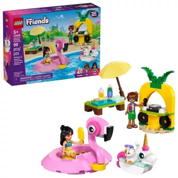 Brinquedo de construção LEGO Friends conjunto 42658 Festa na piscina com unicórnio e flamingo, figuras e acessórios