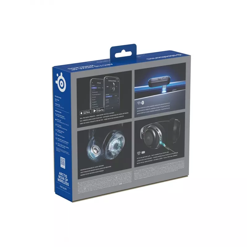 SteelSeries Arctis Nova 3P Wireless auscultadores gaming sem fios, Bluetooth/2,4 GHz, pretos