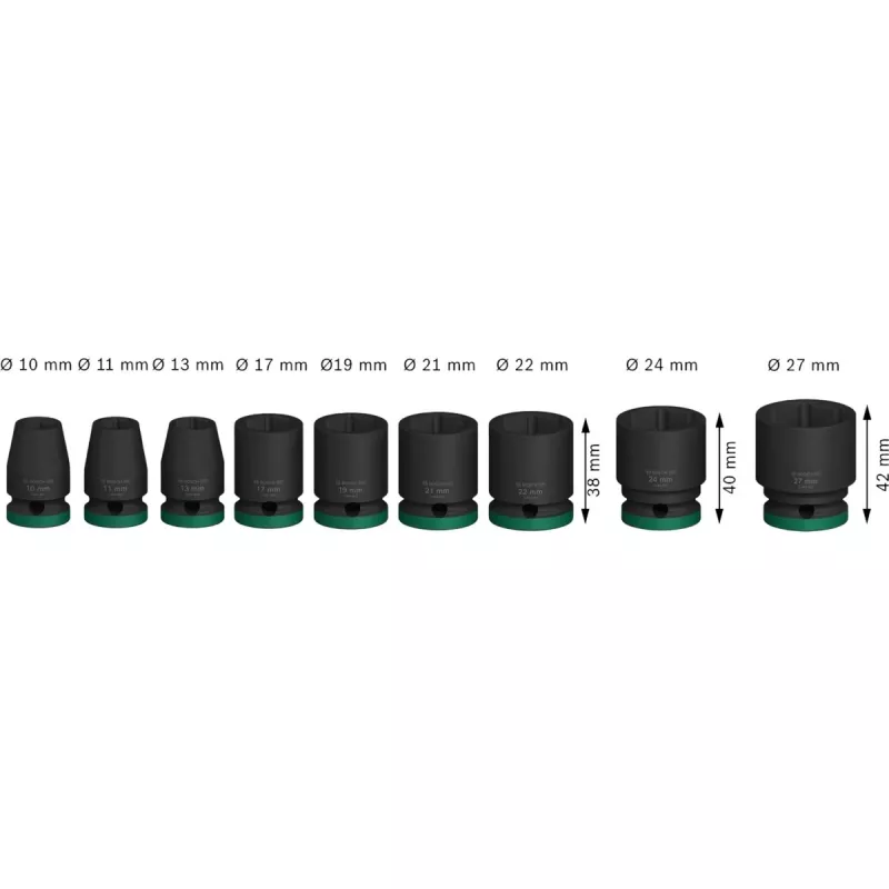 Conjunto de chaves de impacto Bosch Powertools PRO 1/2 polegadas 9 peças, preto