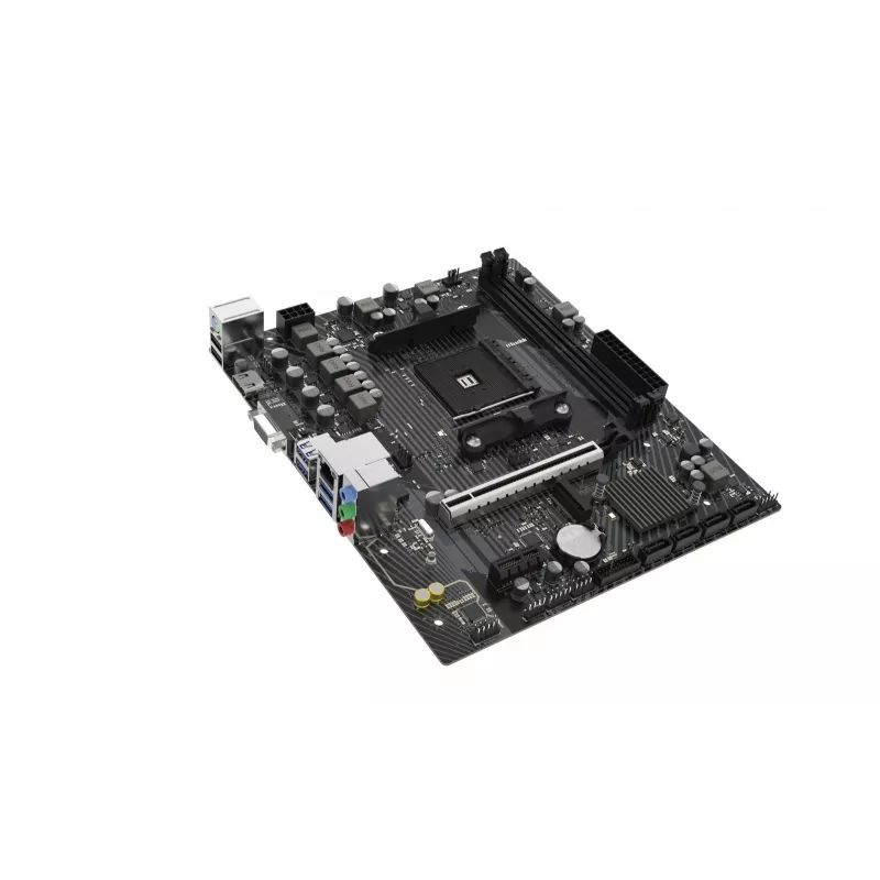 Placa-mãe Micro-ATX Sapphire A520M-E para socket AM4, chipset AMD A520, 2x DDR4 DIMM, máx. 64 GB, PCIe 3.0 x16/x1, SATA III, Gigabit LAN