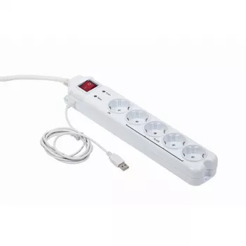 Proteção contra sobretensões Gembird PCW-MS-2G branca 5 tomadas AC 250V 1,8m