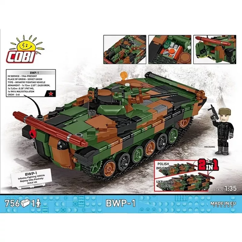 Conjunto de blocos Cobi Armed Forces BWP-1 2630 — conjunto modelo do veículo blindado anfíbio polaco-ucraniano