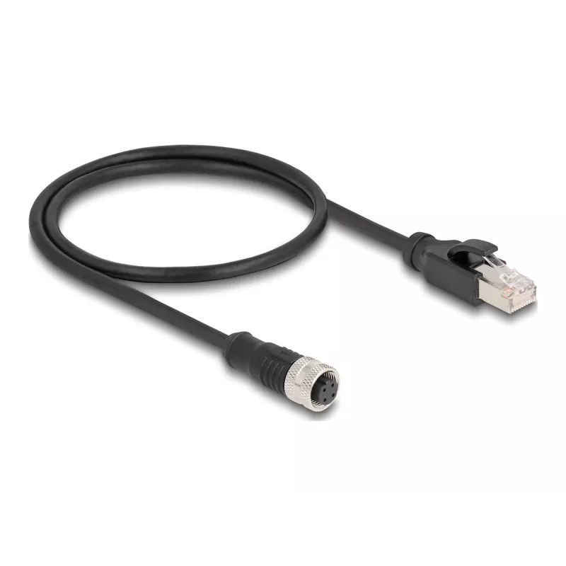 Cabo adaptador M12 DeLOCK codificação D 4 pinos fêmea para conector RJ45 macho 50 cm