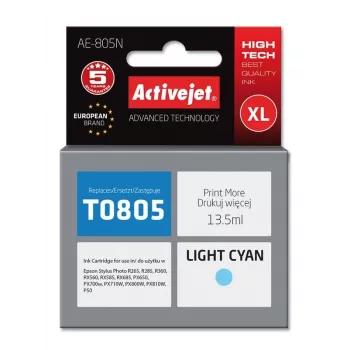 Activejet AE-805N tinta, substitui Epson T0805, Supreme, 13,5 ml, ciano claro