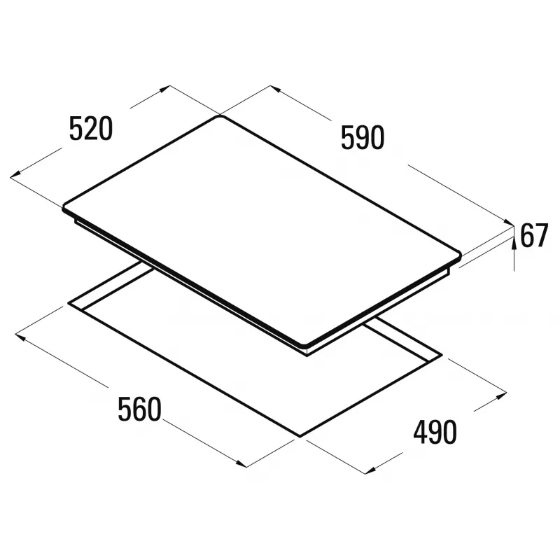 Placa encastrável CATA TN 604 – 59 cm preta, 4 zonas de cozedura, controlo tátil, indicador LED