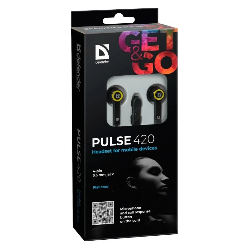 Auscultadores Defender Pulse 420 preto-amarelo