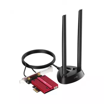 Placa de rede interna WLAN Bluetooth Cudy WE9300S PCIe, Wi‑Fi 7 (802.11be) tri-band 2.4/5/6 GHz, 5765 Mbit/s, Bluetooth 5.4, antena externa 2x2
