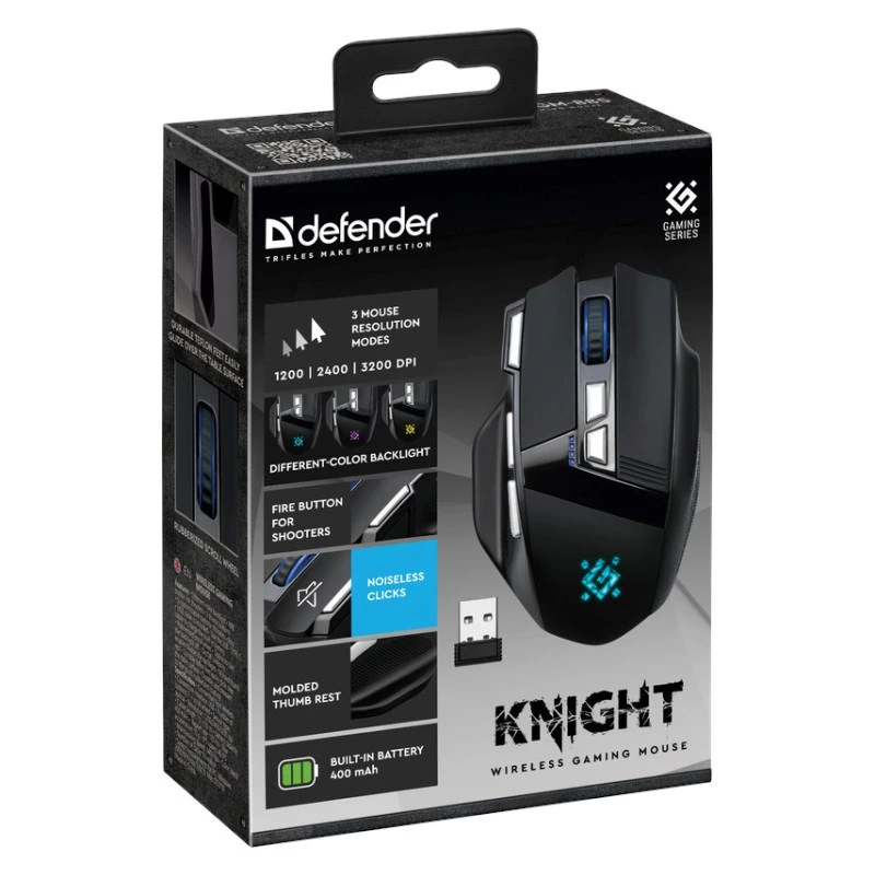 Rato DEFENDER GM-885 KNIGHT RF WIRELESS 3200dpi 8P preto