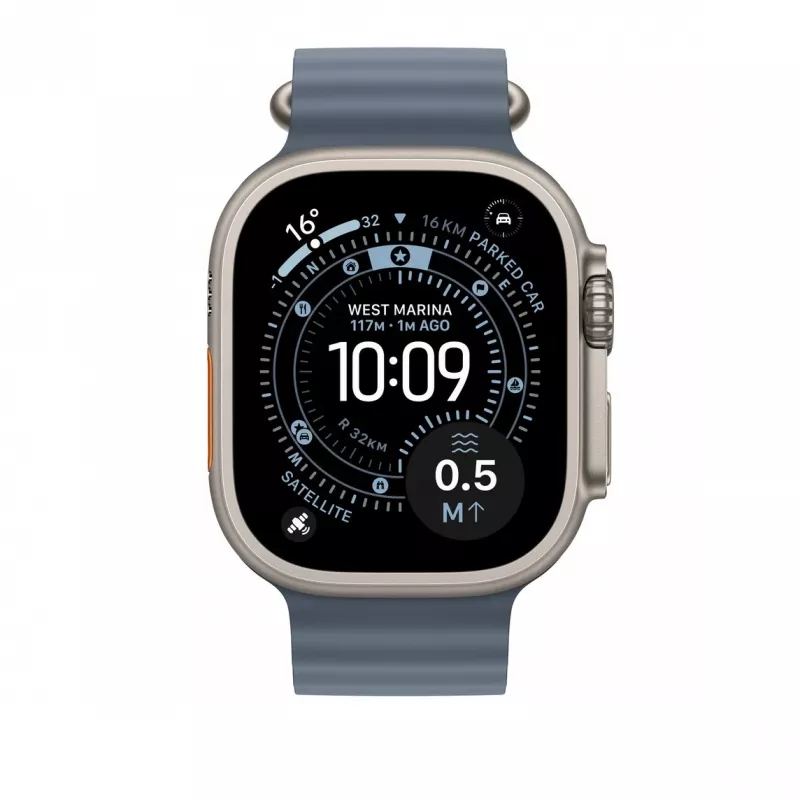 49mm Anchor Azul Ocean Band Extensão - Acabamento em titânio natural