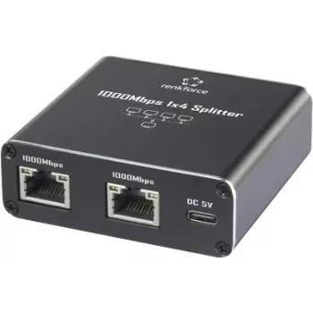 Renkforce RF-GES-400 Comutador de rede RJ45 4 portas alimentação USB (RF-6739680)