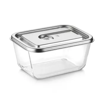 Recipiente de vácuo de vidro Caso com tampa de plástico | VacuBoxx aço inoxidável XL | transparente