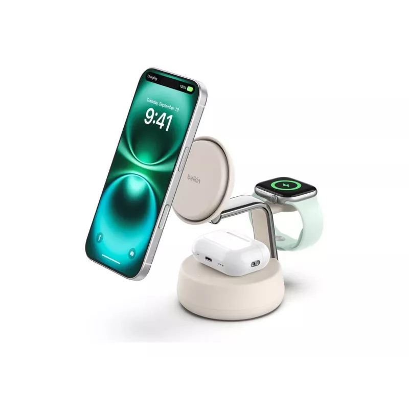 Carregador USB sem fios Belkin Qi2 WIZ040KQSD — 25 W, alimentação USB, cabo de 1,5 m, branco, para smartphone smartwatch auscultadores monitor de atividade