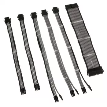 Conjunto de extensão de cabos trançados Kolink Core Adept – extensões de fonte de alimentação e placa-mãe em 6 peças, revestimento PET, condutores de cobre, comprimentos 300–350 mm