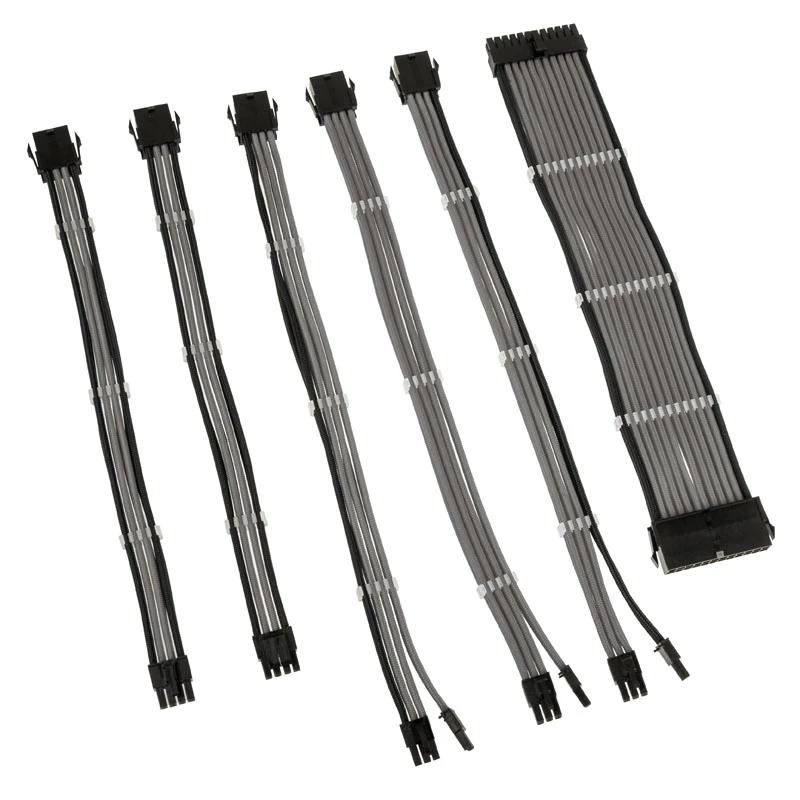 Conjunto de extensão de cabos trançados Kolink Core Adept – extensões de fonte de alimentação e placa-mãe em 6 peças, revestimento PET, condutores de cobre, comprimentos 300–350 mm