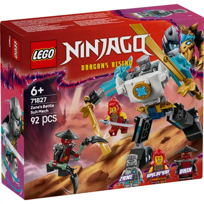 LEGO NINJAGO conjunto 71827 Mech de combate do Zane, 92 peças, 2 minifiguras, altura 100 mm, idade 6+