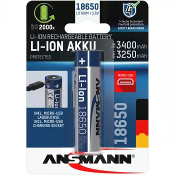 Bateria doméstica Ansmann 1307-0003 recarregável 18650 iões de lítio (Li-Ion)