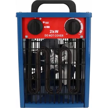 Aquecedor elétrico com ventilador BLAUPUNKT EH7010 – 2000 W, elemento em aço inoxidável, IPX4, instalação no chão, para até 22 m², preto/azul/vermelho