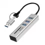 Hub USB 3.0 USB-A, slot SD/microSD, 2 em 1