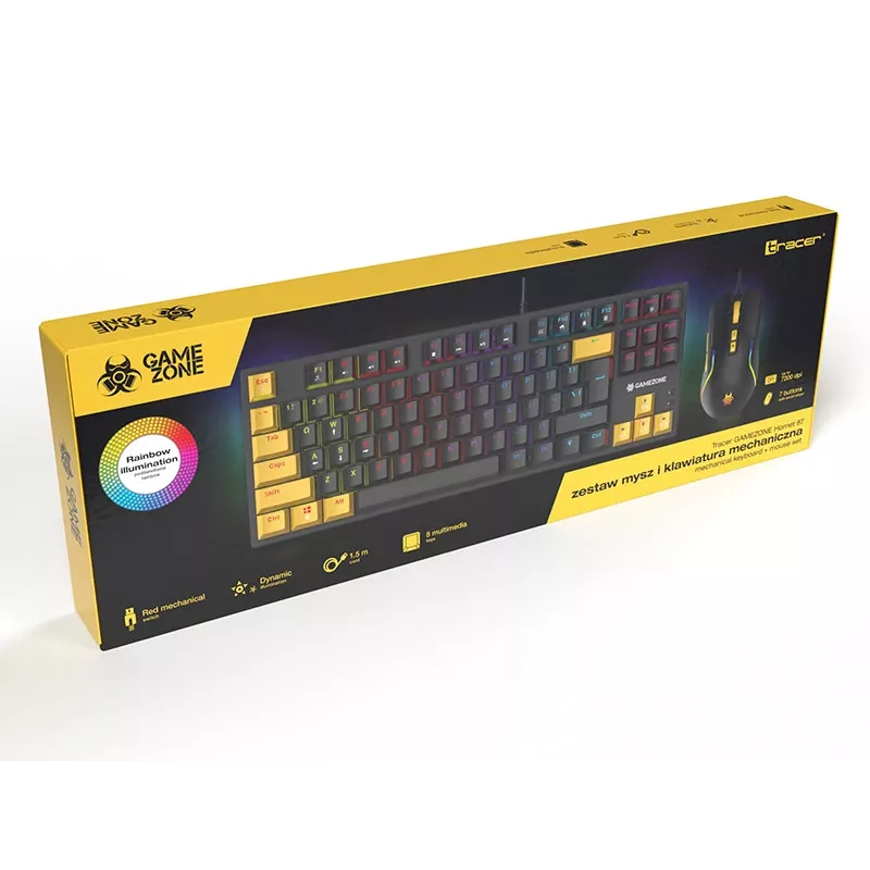 Tracer HORNET 87 Teclado Rato incluído Gaming USB QWERTY Inglês Preto, Amarelo