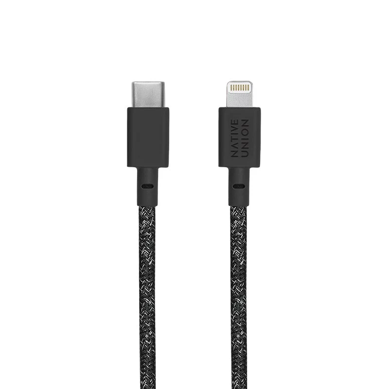 Cabo USB-C para Lightning Native Union Night cabo 3 m – preto/cinzento, 3 m de comprimento