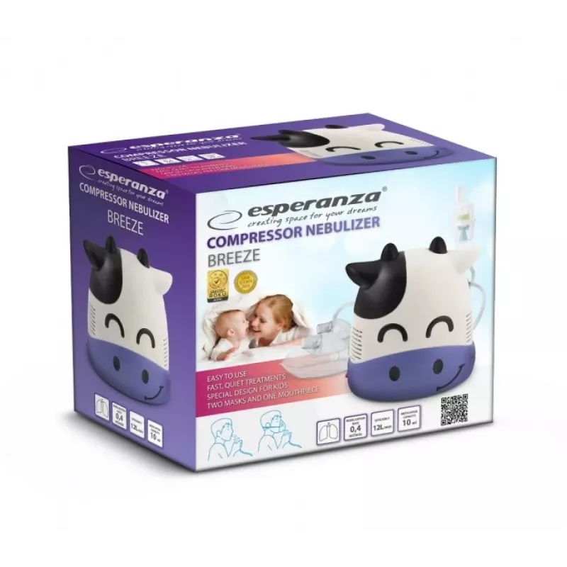 Nebulizador compressor Esperanza ECN001 inalador compressor, 220 V, tamanho de partícula 0,5–10 μm, quantidade de spray 10 ml, fração pulmonar ≥70 %