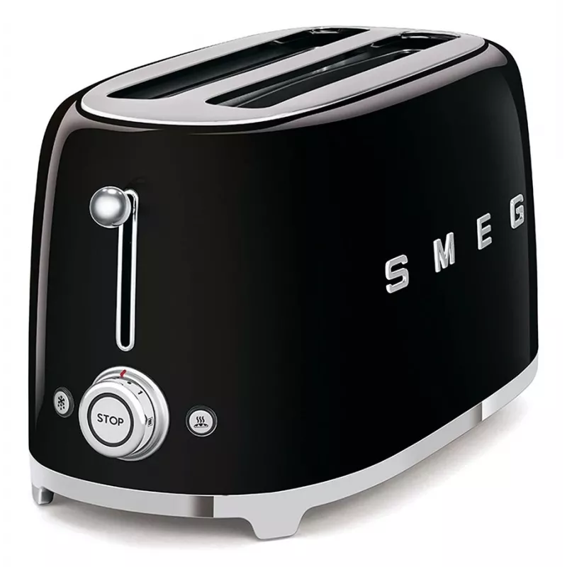 Smeg - TSF02 Torradeira 4 fatias - Preto/lacado/LxAxP 41x20,8x21,5 cm/6 níveis de torra/1500W