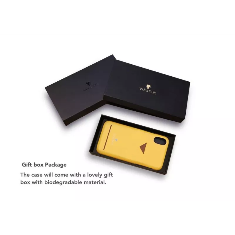Capa com compartimento para cartões VixFox para iPhone XR, amarelo-mostarda, capa protetora fina com compartimento para cartões