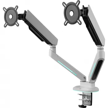Suporte universal para dois monitores gaming (DM8220), suporte para monitor branco, RGB