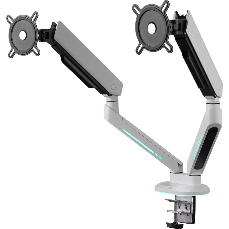 Suporte universal para dois monitores gaming (DM8220), suporte para monitor branco, RGB
