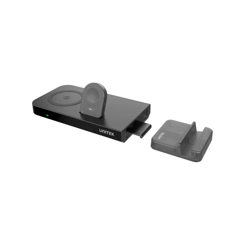 UNITEK MagMighty Combo 5 auscultadores smartphone smartwatch preto USB carregamento sem fios carregamento rápido
