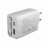 Carregador CANYON OnCharge 65RC com cabo USB-C integrado 65W, 1x PD, 1x QC, ficha EU, branco