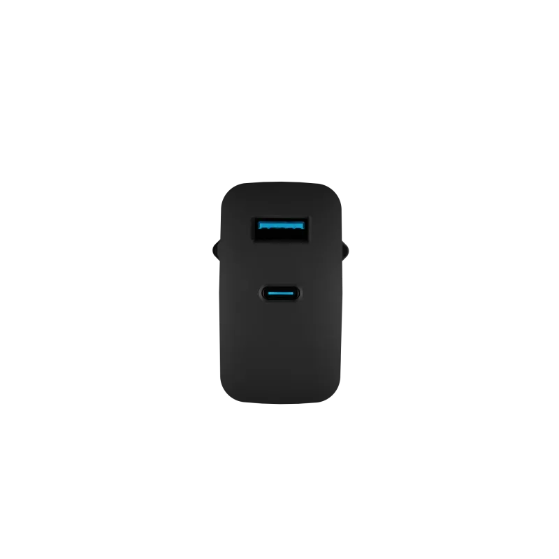 Carregador com fios para dispositivos móveis NATEC NUC-2143, 45 W, USB-C PD 3.0 + USB-A QC 3.0, 110–240 V, preto
