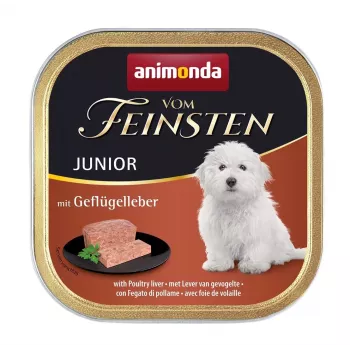 animonda Vom Feinsten Junior com fígado de aves comida húmida para cães, 150 g
