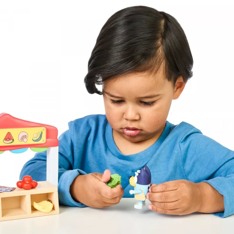 Conjunto de figuras de brincar TMTOYS Mini Bluey Lebensmittelladen BLU17555 – conjunto de mini figuras para diversão
