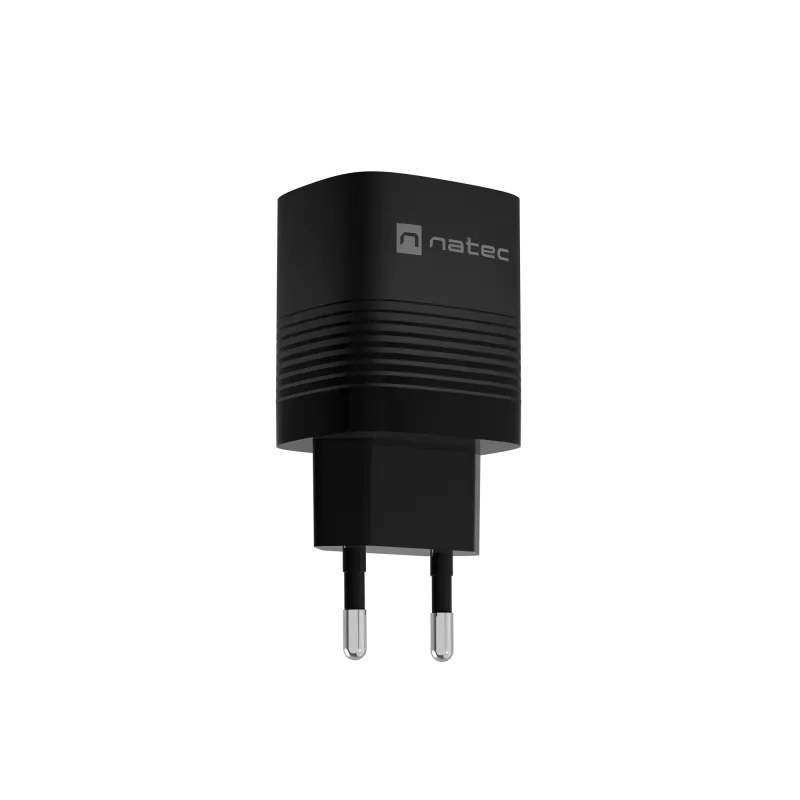 Carregador com fio NATEC para dispositivos móveis NUC-2141, 30W, USB-C PD 3.0 + USB-A QC 3.0, 110–240V, preto