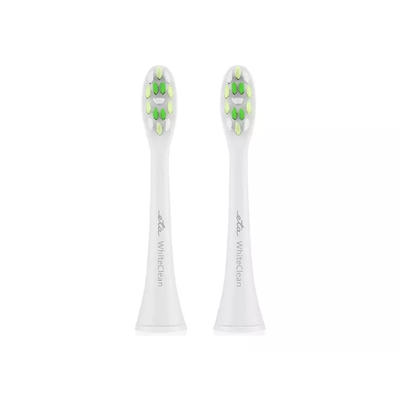 Cabeças de escova de dentes ETA WhiteClean 2 unid. — verde/branco, cerdas macias, compatíveis com modelos ETA