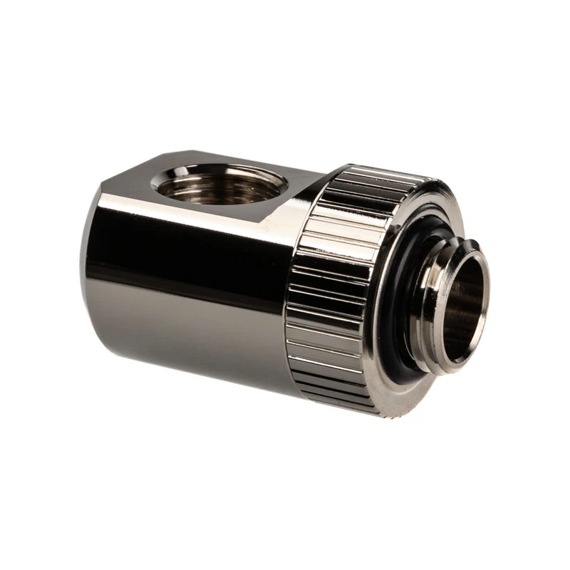 Adaptador EK Water Blocks EK-Torque 90 graus G1/4 polegadas macho para G1/4 polegadas fêmea – rotativo, níquel prateado