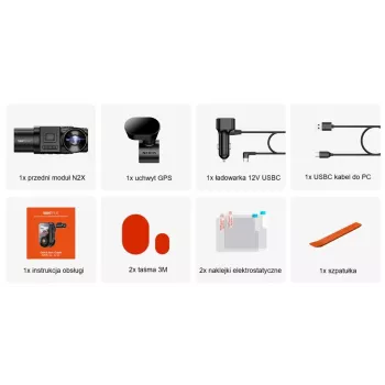 Dashcam para automóvel VANTRUE N2X LTE – 2,7K Ultra HD, SONY STARVIS 2 IMX675 principal, 158° F/1,8, 2 canais, GPS, Wi‑Fi, ecrã IPS 2 polegadas