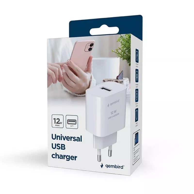 carregador USB universal 2.4A/BLACK TA-UC-1A12-01-BK GEMBIRD