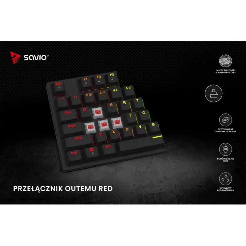 Teclado mecânico RGB Tempest X2 Outemu Red Savio Savgk-tempest X2 Red