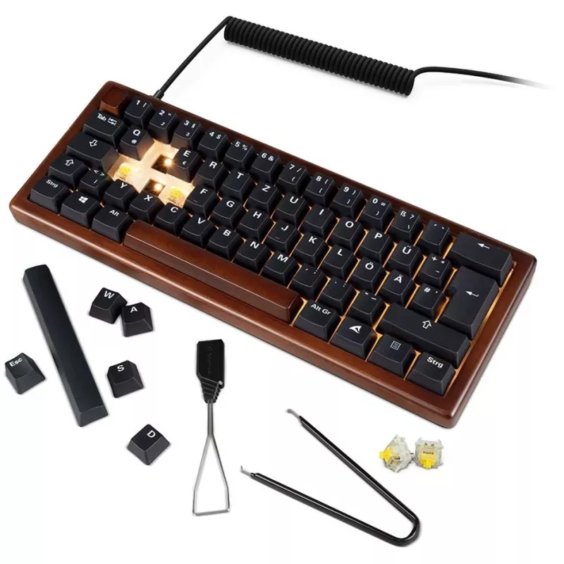 Teclado Sharkoon 100068100 Office USB QWERTZ alemão madeira 61 teclas RGB LED