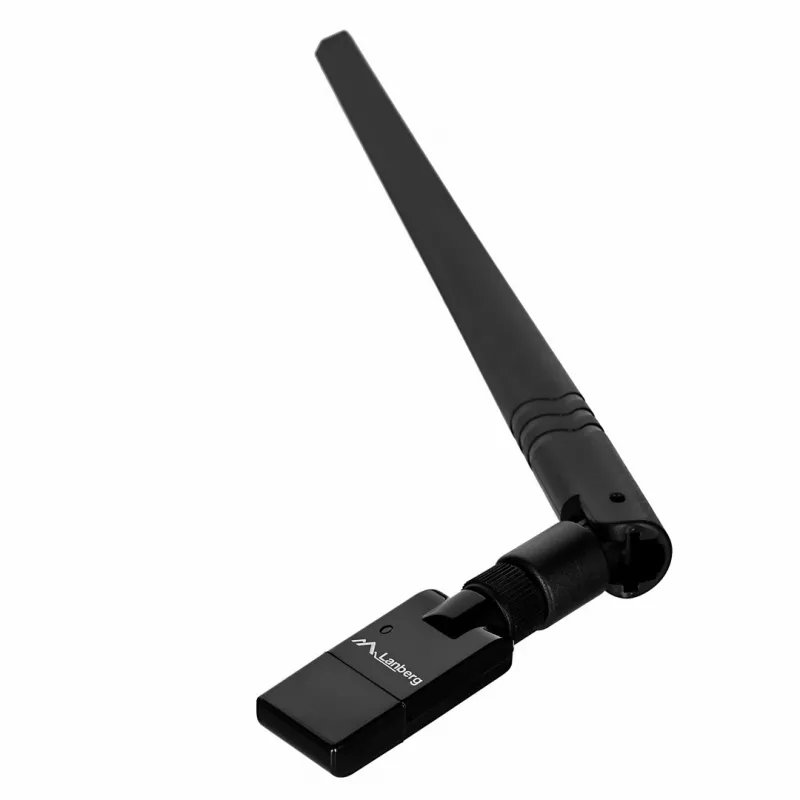 Adaptador USB Wi-Fi LANBERG NC-0300-WIE, USB 2.0, duas antenas externas de 5 dBi, Wi-Fi 300 Mbit/s, Ethernet/Wi-Fi, preto