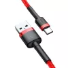 Cabo USB 2.0 A para USB-C Baseus CATKLF-B09 1m QC3.0 trançado em nylon vermelho, carregamento rápido e sincronização de dados