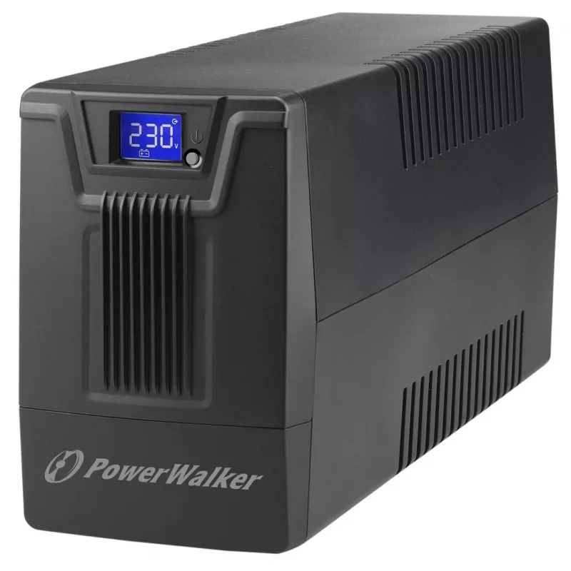 Fonte de alimentação ininterrupta PowerWalker VI 800 SCL FR — UPS Line‑Interactive 0,8 kVA (480 W), 2 tomadas tipo E, USB, RJ-45/RJ-11, bateria 12V 9Ah, torre, preto