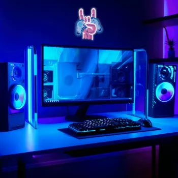 Letreiro de néon MANTA SNL109MT mão com comando de jogos, iluminação LED decorativa para setup de gaming