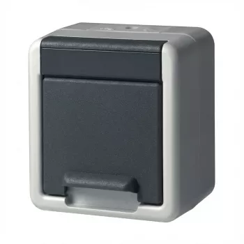 Tomada Schuko de superfície GIRA 444030, individual, cinzento