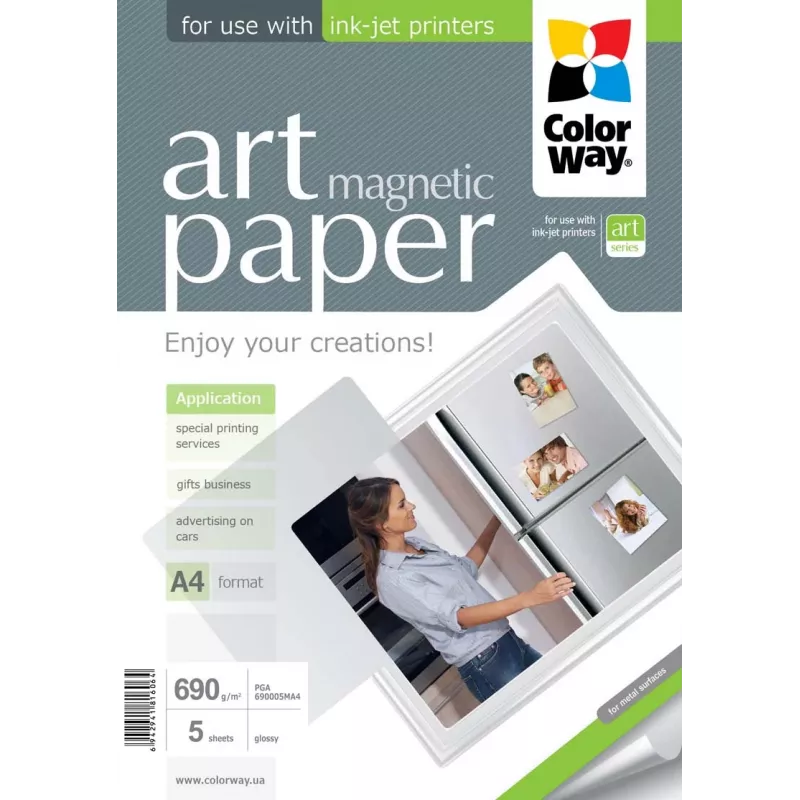 Papel fotográfico magnético ColorWay PGA690005MA4 A4 690 g/m², verso magnético, pesado para impressões